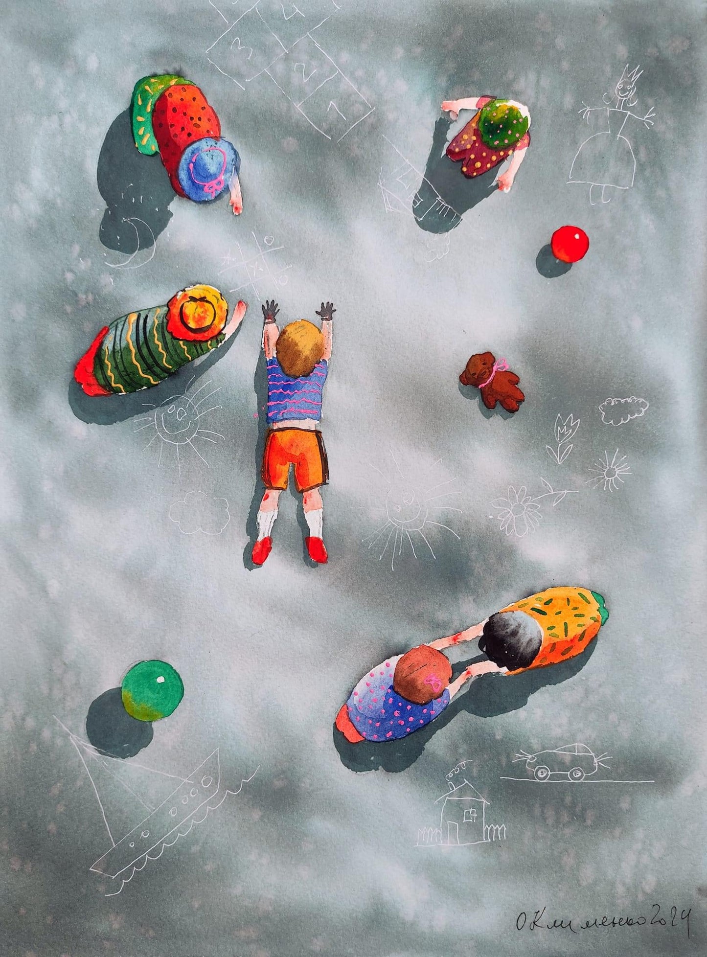 "Morning in kindergarten", 2024,
Paper, watercolour, 40x30 cm.