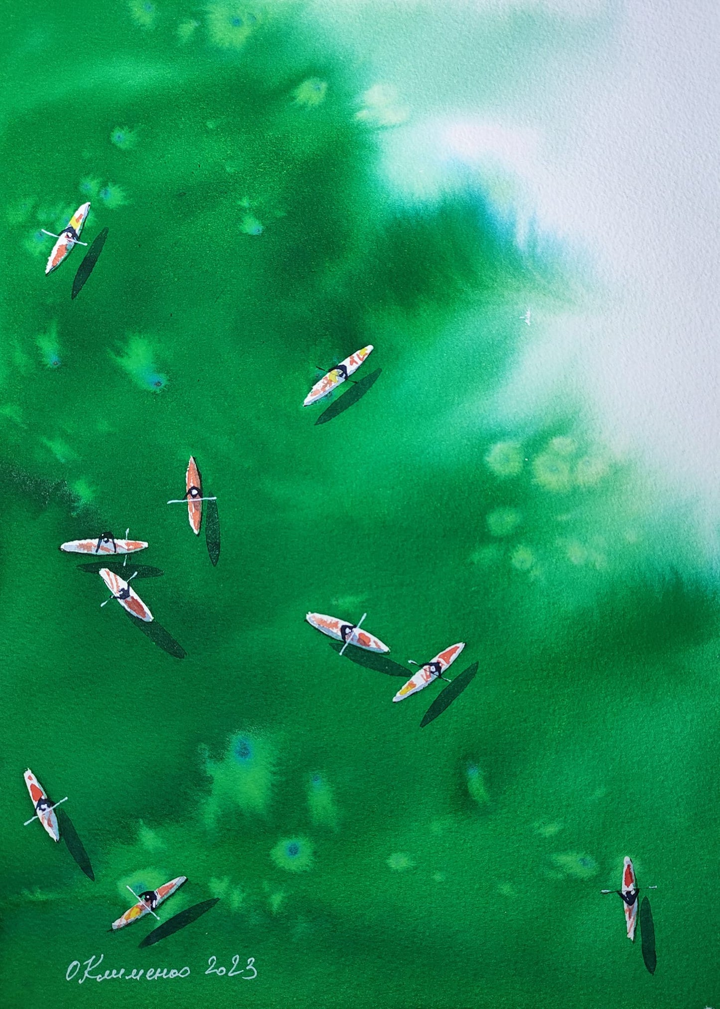 "Emerald" - "Смарагд", 2023, 36х26 см, Paper, watercolor.