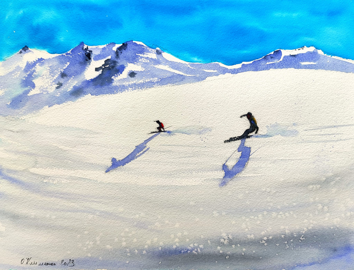 "Descending" - "На спуску", 2023, Paper, watercolor, 40х50 cm, Olena Klymenko.