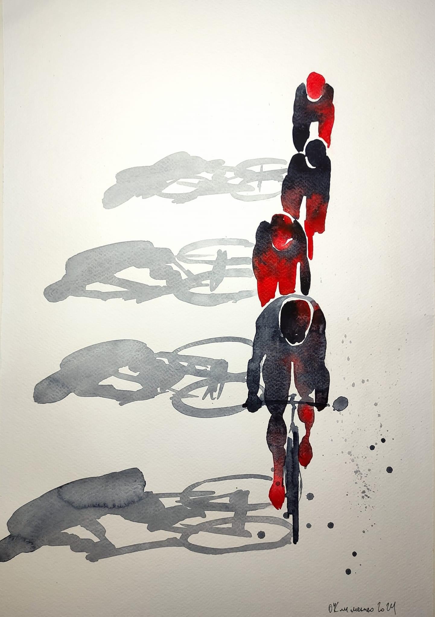 «Quatuor», 2024, papier, aquarelle, 64x50 cm.