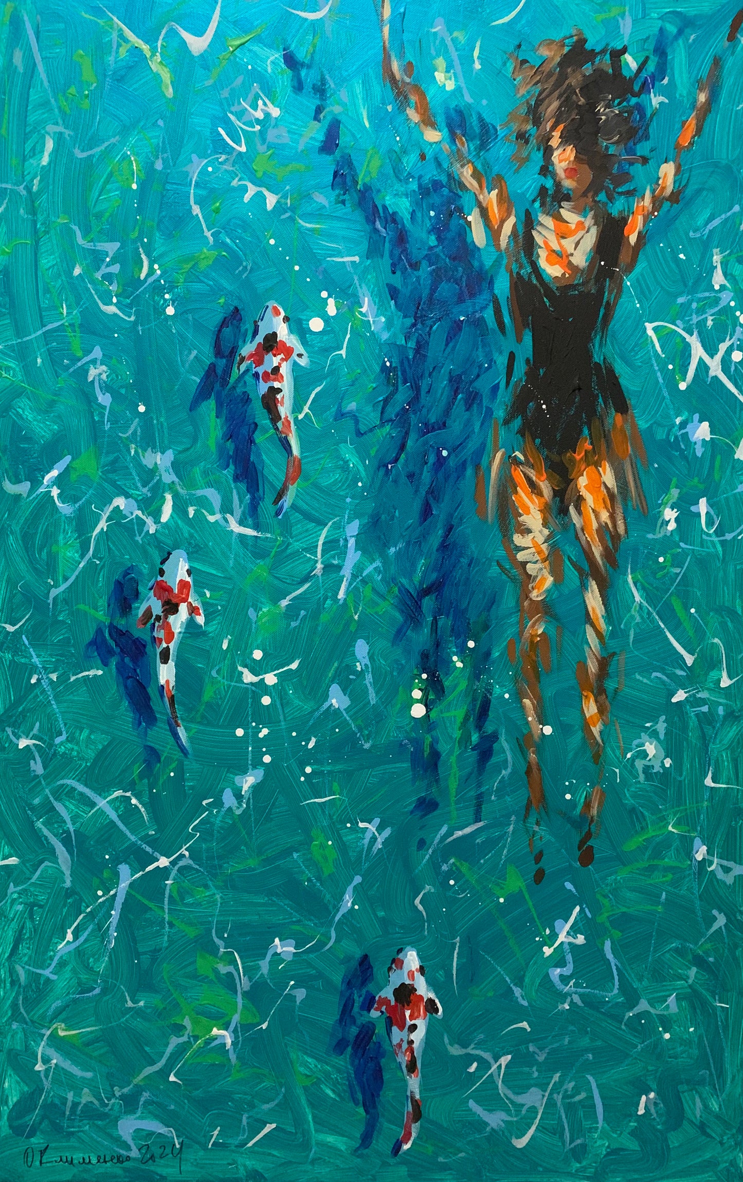 Méditation, 2024, acrylique sur toile, 100x65 cm