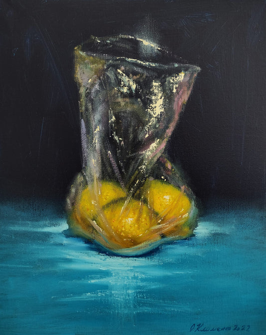 "Three Lemons of Vitamins" - "Три лимона вітамінів", 2022, Canvas, oil, 41x33 cm, Olena Klymenko.