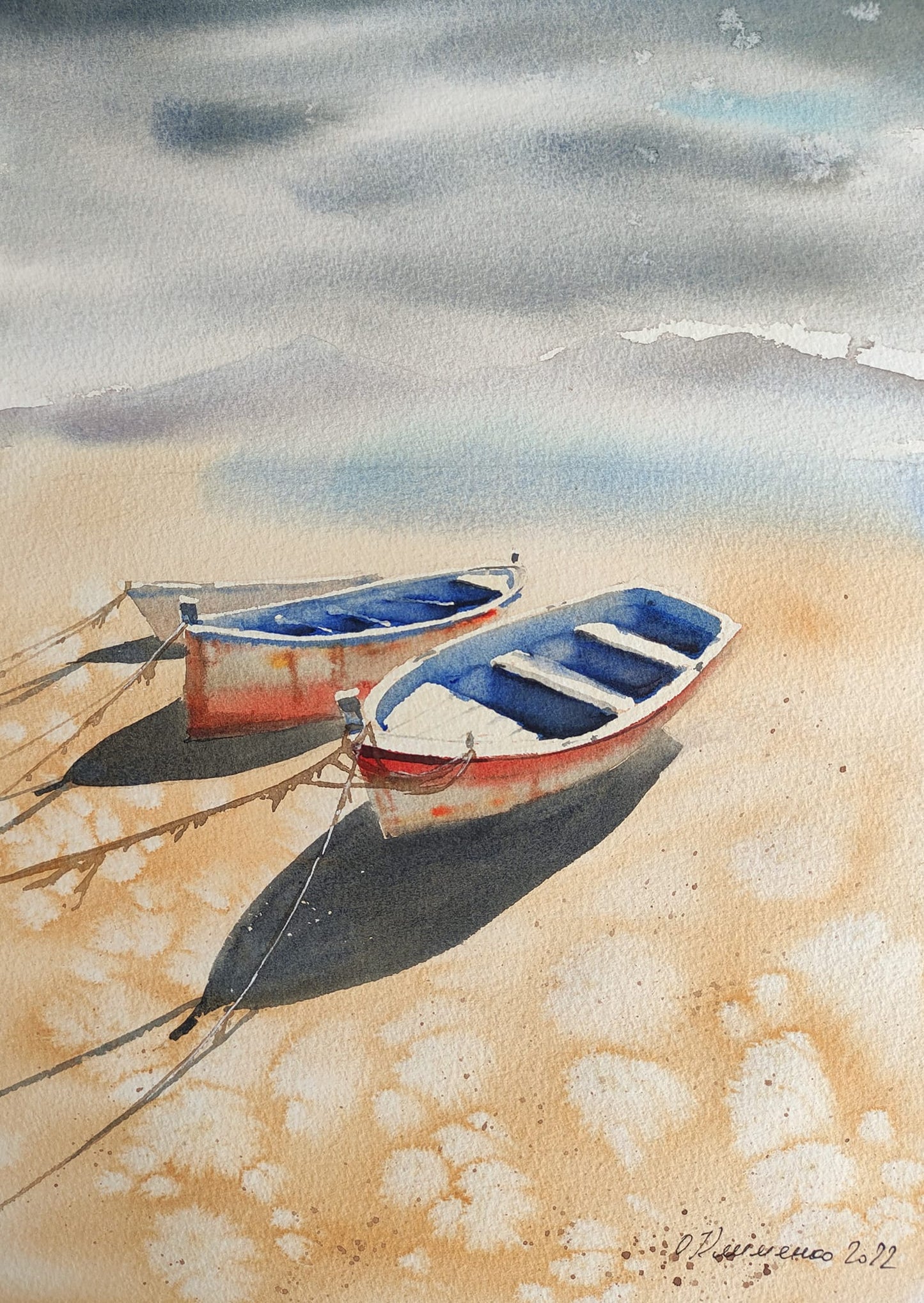 "Bateaux" - "Човни", 2022, Papier, aquarelle, 36x26 cm, Olena Klymenko.