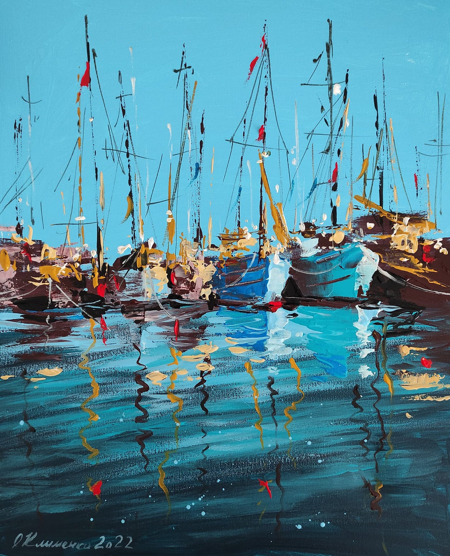 "Sanary sur Mer," 2022, Canvas, acrylic, 46x38 cm, Olena Klymenko.