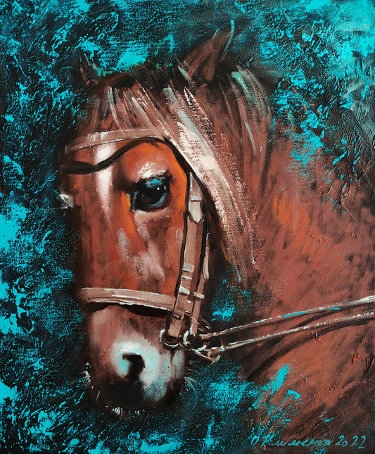 "Horse" - "Кінь", 2022, Canvas, oil, 46x38 cm, Olena Klymenko. Ukraine.