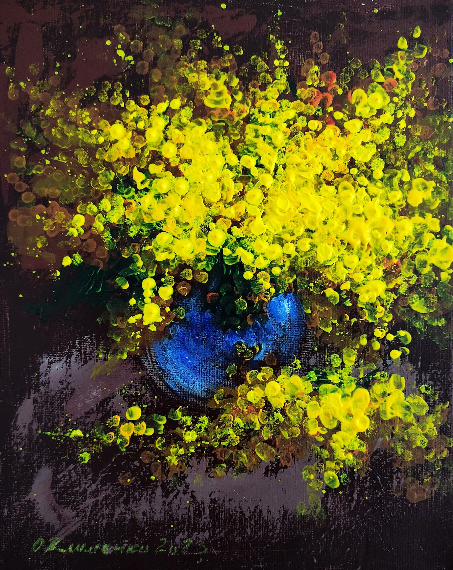 "Mimosa" - "Мімоза", 2023, Canvas, acrylic, 30x24 cm, Olena Klymenko