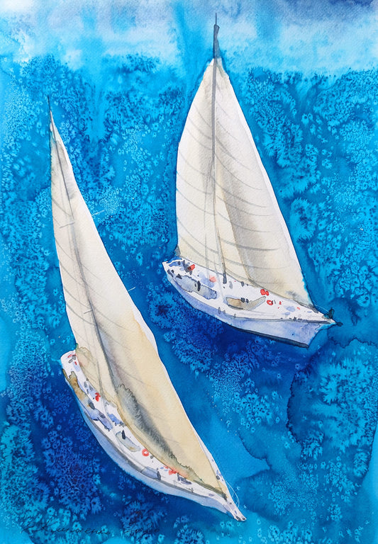 "Sails of Love" - "Вітрила кохання", 2020, Paper, watercolor, 50x36 см.