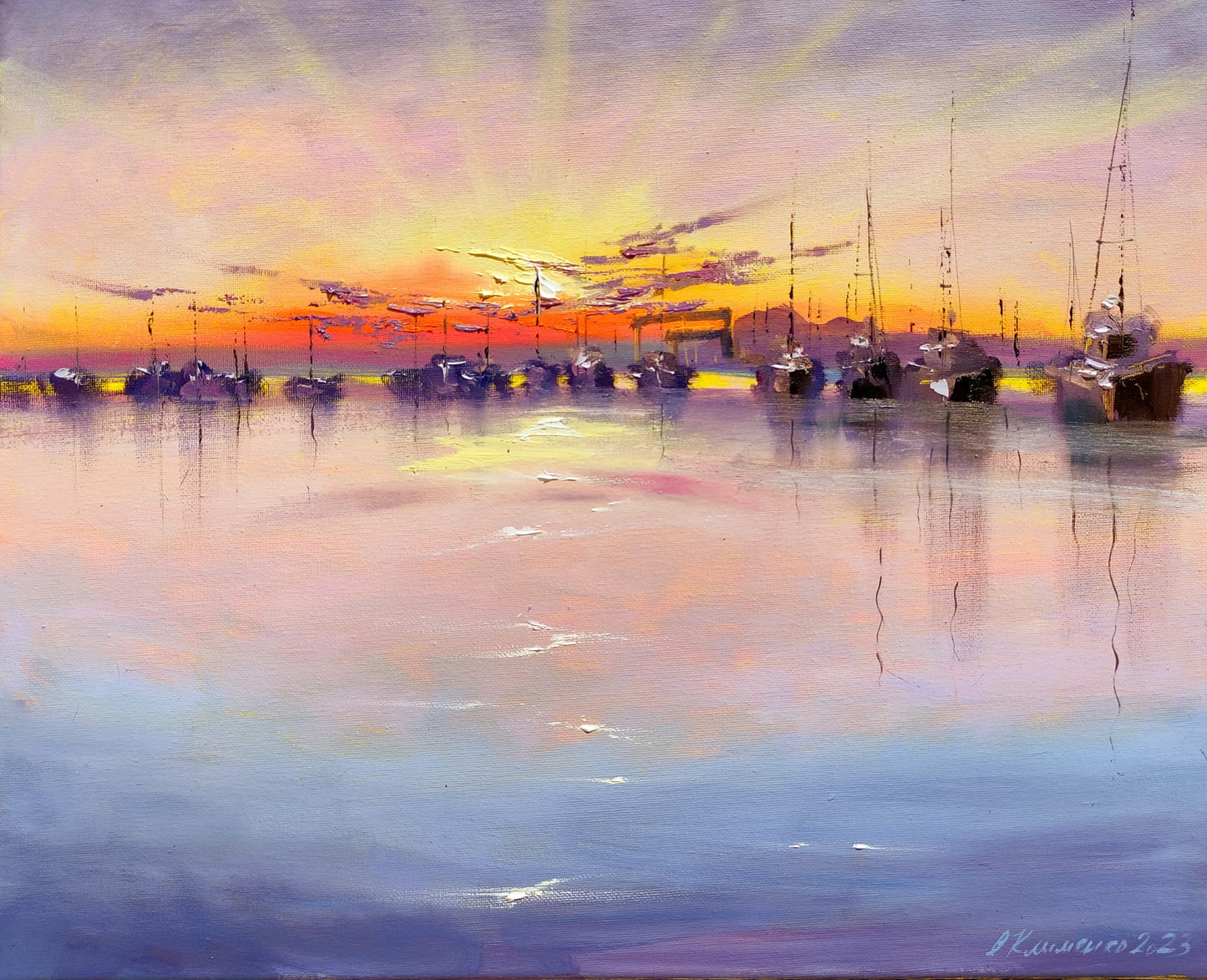 "Sunset. La Ciotat" - "Захід сонця. La Ciotat", 2023, Canvas, oil, 40х50 см, Olena Klymenko.