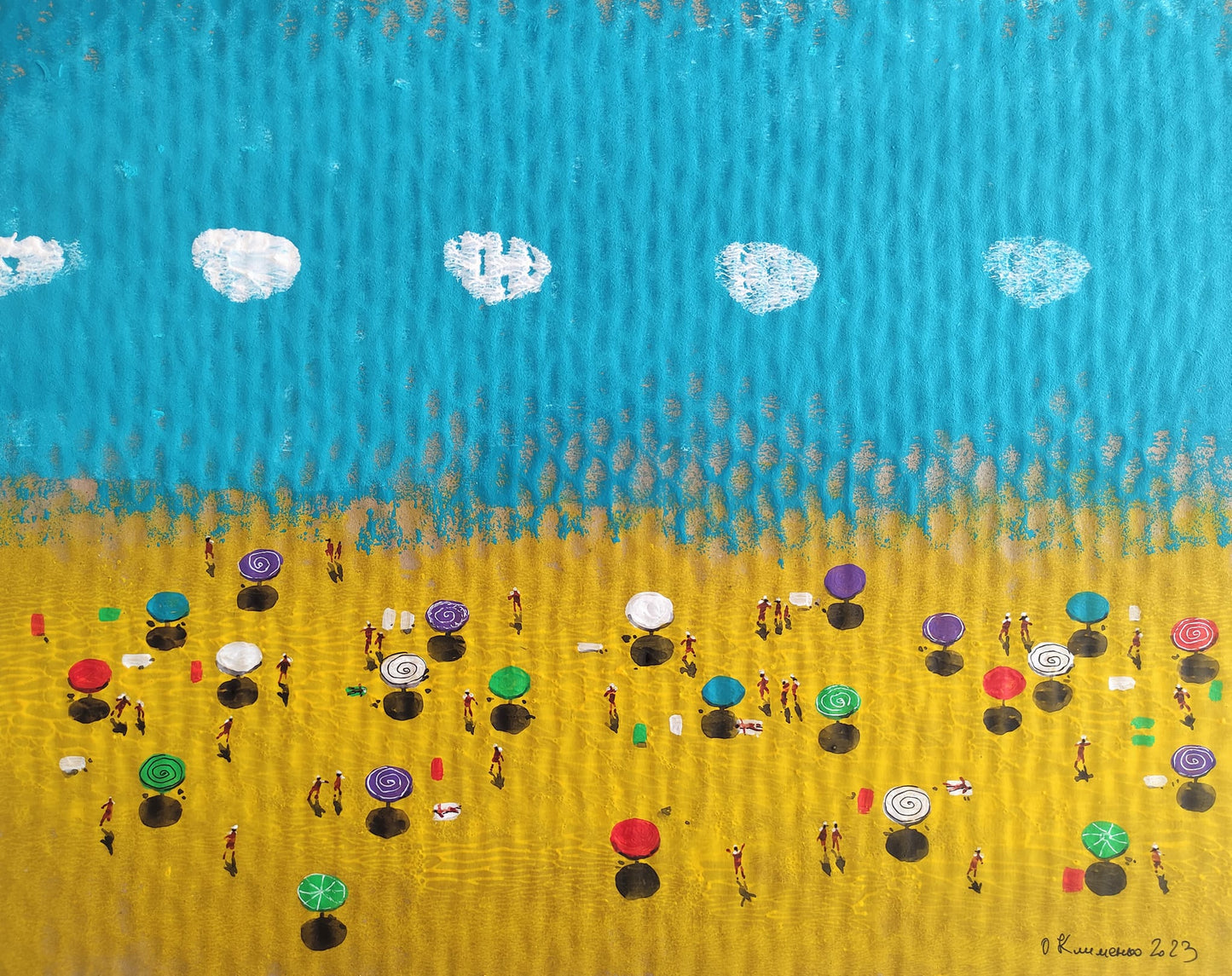 "Colorful Summer" - "Кольорове літо", 2023, Cardboard (thickness 2 cm), acrylic, watercolor, 40x50 cm, Olena Klymenko.