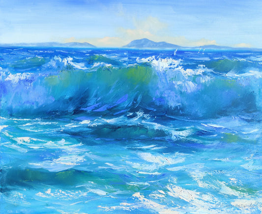 "Sea in Southern France" - "Море на півдні Франції", 2022, Canvas, oil, 50x70 cm, Olena Klymenko.