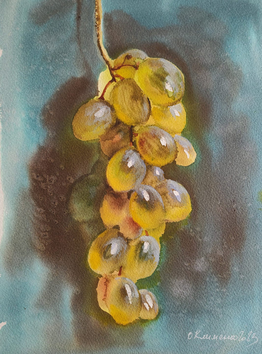 "Grapes" - "Виноград", 2023, Paper, watercolor, 31x23 cm, Olena Klymenko.