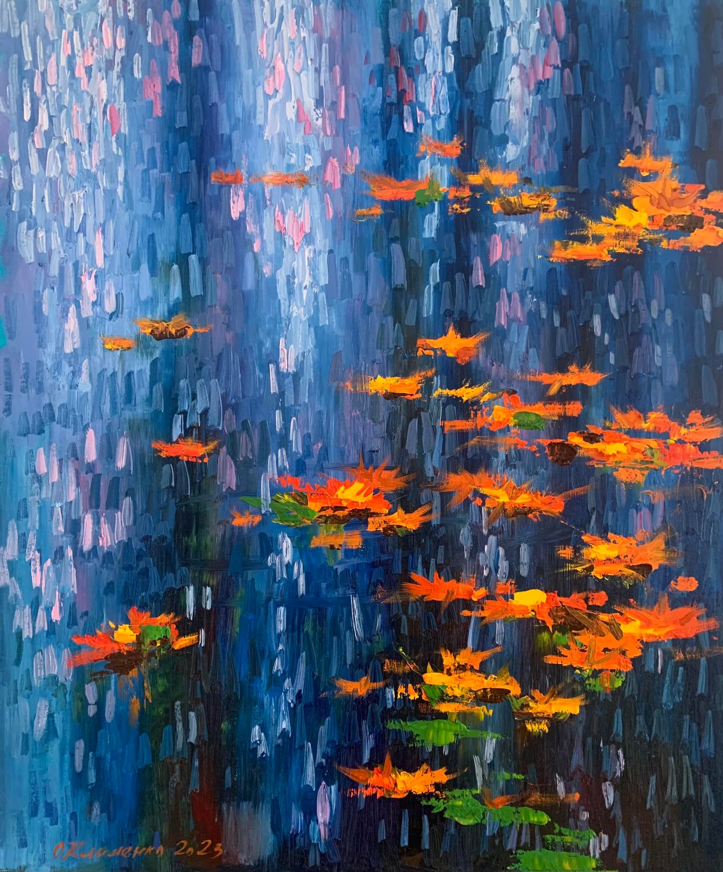 "Frases d'automne" - "Осінні спалахи", 2023, Toile, huile, 55x46 cm, Olena Klymenko.